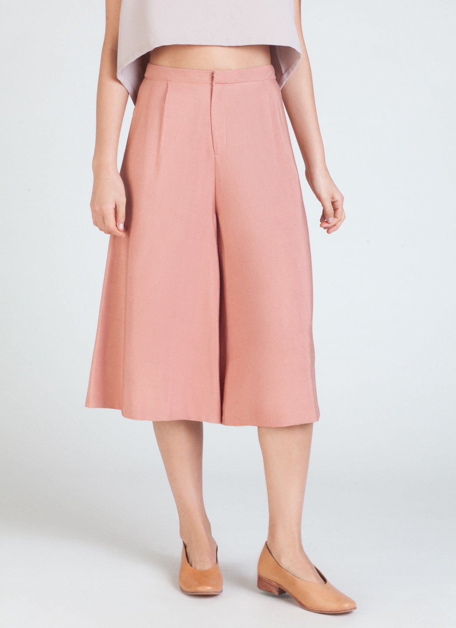 THE WHITEPEPPER Hipster Wide Leg Pleat Culottes Orange #8P6
